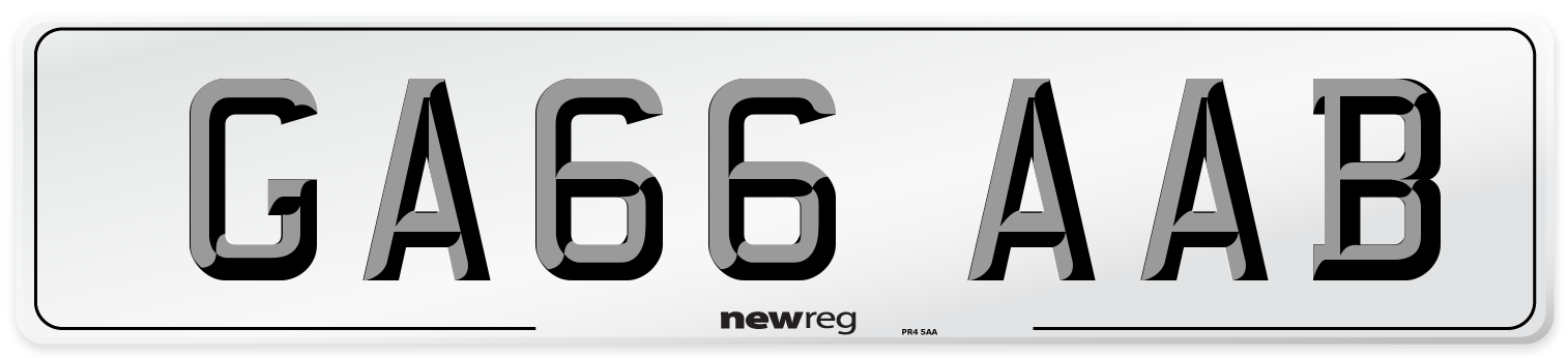 GA66 AAB Number Plate from New Reg